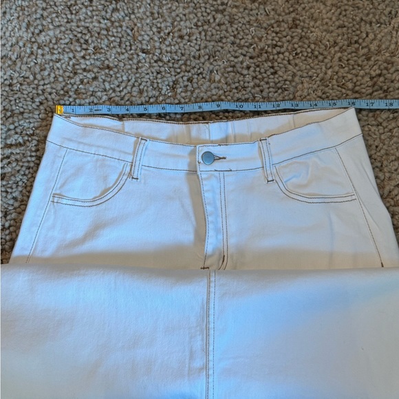 Belle Poque White Denim Midi Skirt with Contrast Stitching size XL - Picture 9 of 10